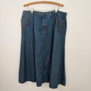 Ralph Lauren Embroidered Midi Skirt Size 18W